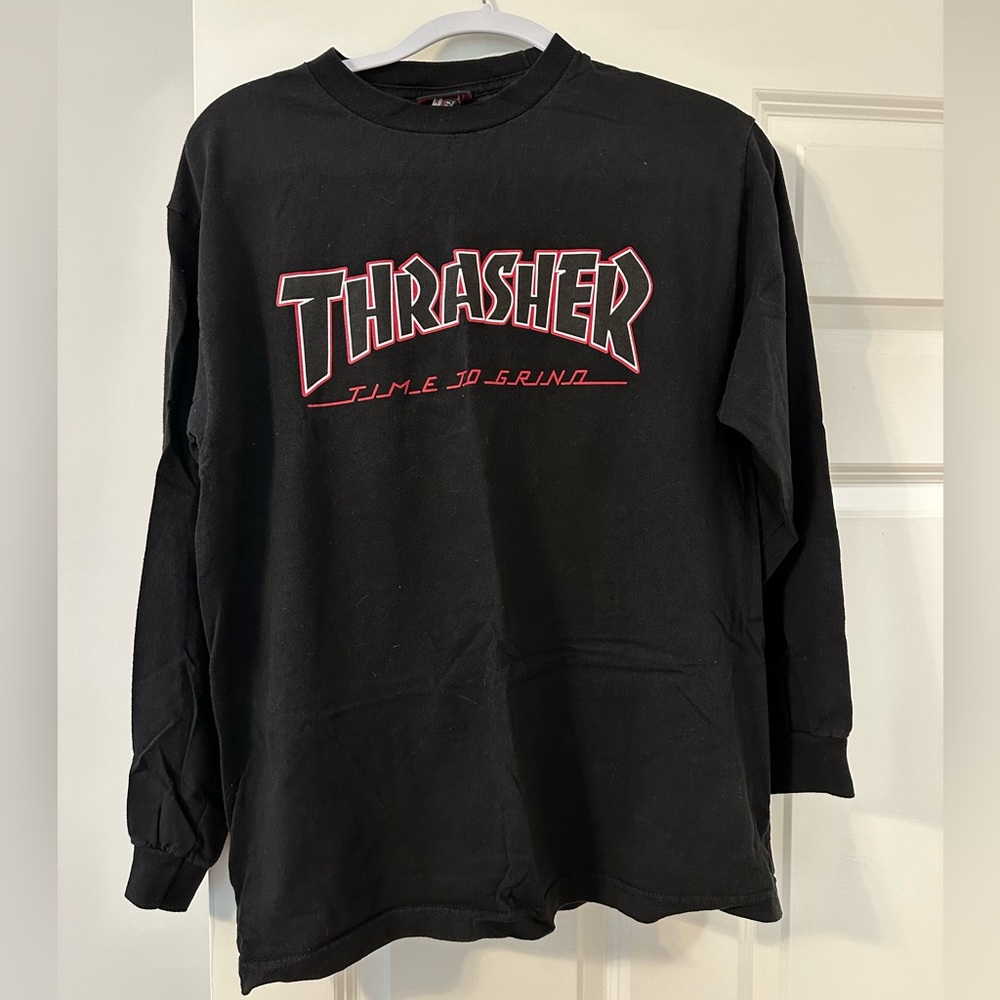 Thrasher black long sleeve tee medium